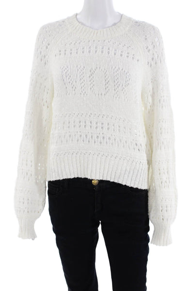 Spiritual Gangster Womens Knit Crew Neck Sweater White Cotton Size Small