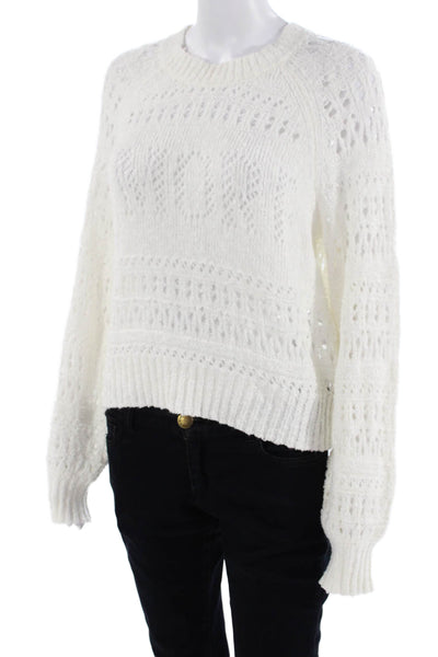 Spiritual Gangster Womens Knit Crew Neck Sweater White Cotton Size Small