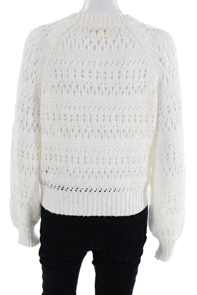 Spiritual Gangster Womens Knit Crew Neck Sweater White Cotton Size Small