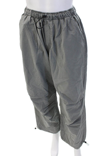 Zara Womens Plaid High Rise Drawstring Waist Pants Grey Cotton Size 4