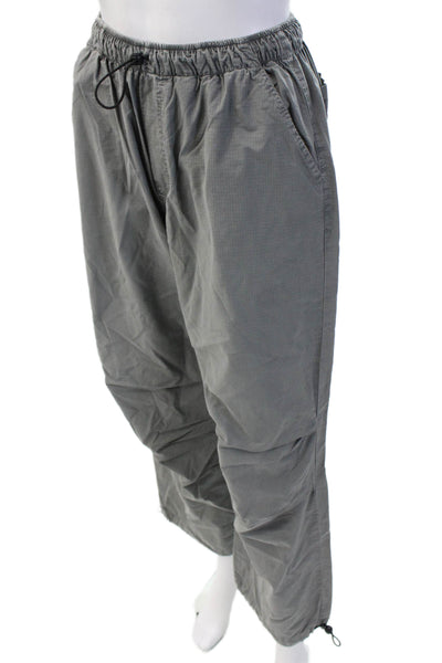 Zara Womens Plaid High Rise Drawstring Waist Pants Grey Cotton Size 4