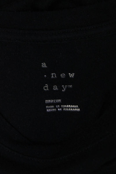 A New Day Womens Short Sleeves Tee Shirt Black Cotton Size