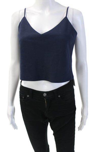 Black Halo Womens V Neck Cropped Tank Top Navy Blue Size 2