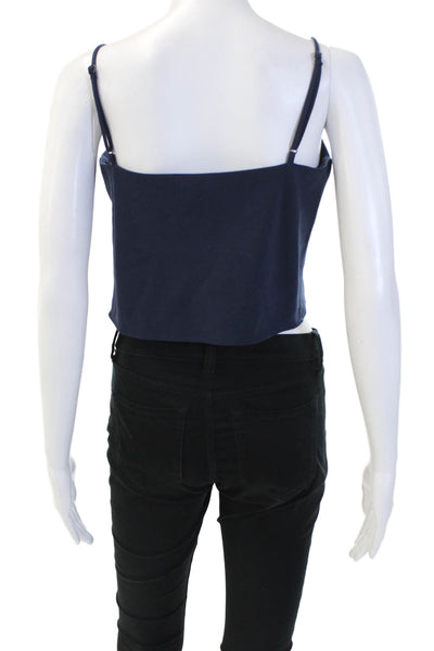 Black Halo Womens V Neck Cropped Tank Top Navy Blue Size 2