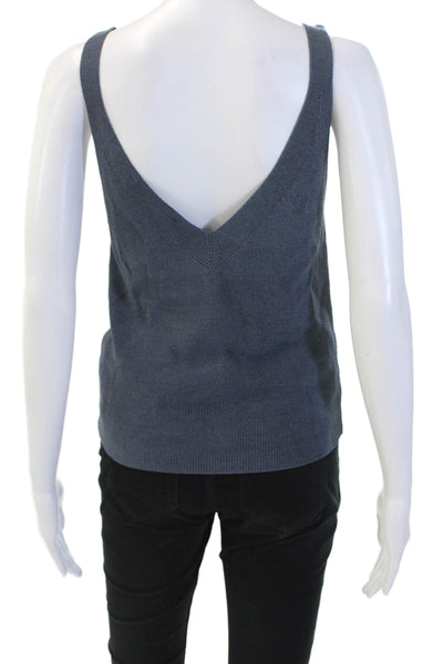 Zara Womens Sleeveless V Neck Sweater Tank Top Off Blue Size Small