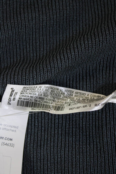 Zara Womens Sleeveless V Neck Sweater Tank Top Off Blue Size Small