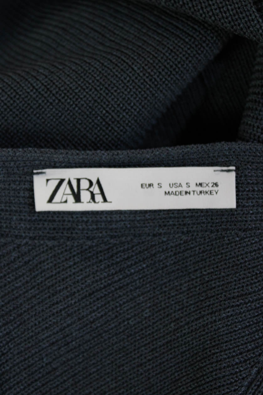 Zara Womens Sleeveless V Neck Sweater Tank Top Off Blue Size Small