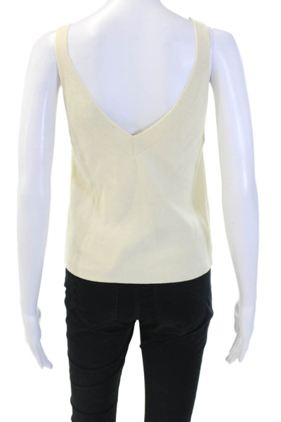 Zara Womens Sleeveless V Neck Sweater Tank Top Off White Size Small