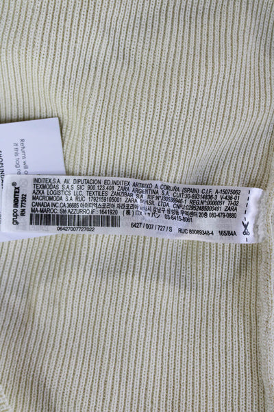 Zara Womens Sleeveless V Neck Sweater Tank Top Off White Size Small