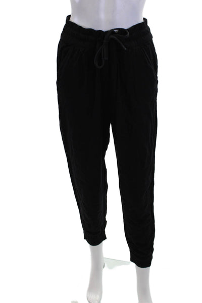 Sunday Best Womens Elastic Drawstring Waist Cuffed Leg Trousers Black Size S