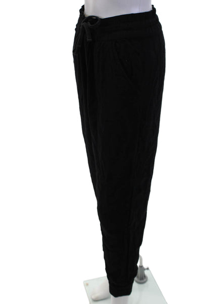 Sunday Best Womens Elastic Drawstring Waist Cuffed Leg Trousers Black Size S