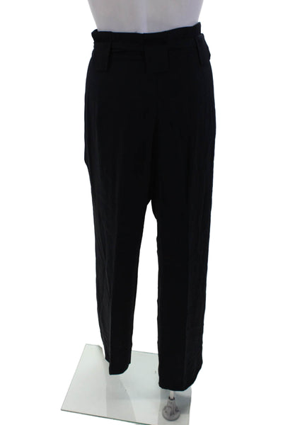 Michelle Mason Womens Pleated Front Straight Leg Belted Pants Navy Size 0