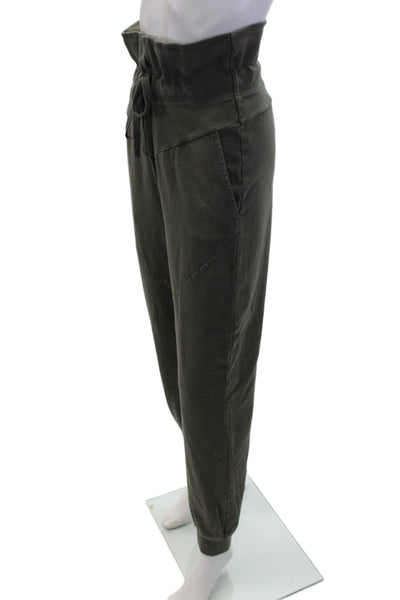 Noam Womens Cotton High Waisted Drawstring Waist Sweatpants Green Size XS
