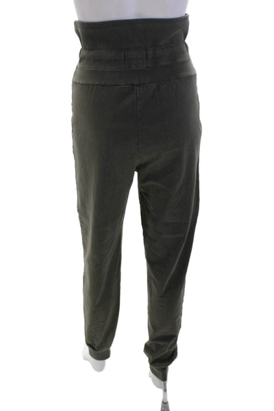 Noam Womens Cotton High Waisted Drawstring Waist Sweatpants Green Size XS