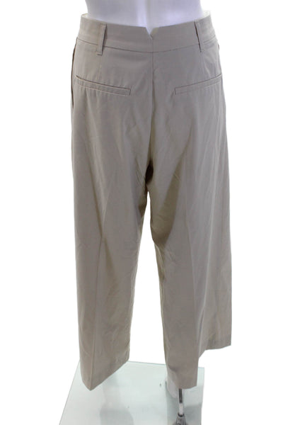 Zara Womens Pleated Front Wide Legged Zip Fly Dress Pants Beige Size XS