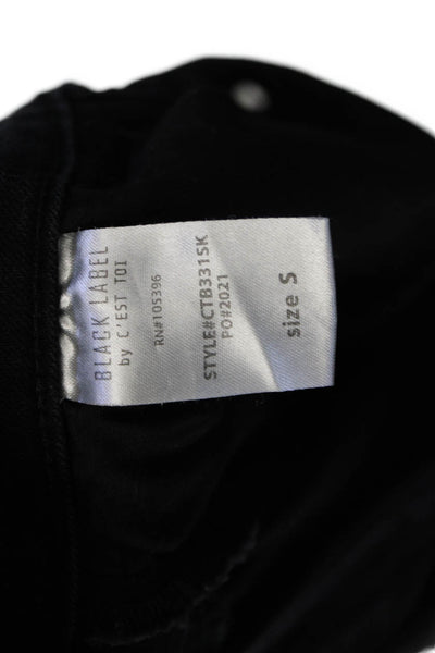 Black Label Womens Cotton Blend Button Front Midi Denim Skirt Black Size S