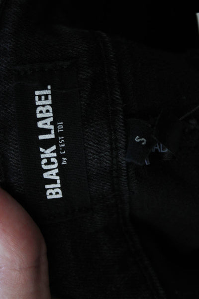 Black Label Womens Cotton Blend Button Front Midi Denim Skirt Black Size S
