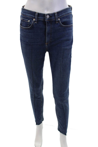 Rag & Bone Womens Dark Blue Ankle Cropped Skinny Jeans Size 28