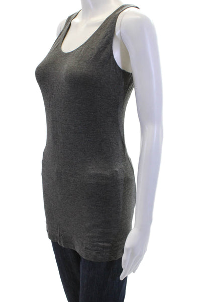 Donna Karan Womens Casual Round Neck Long Basic Tank Top Gray Size S