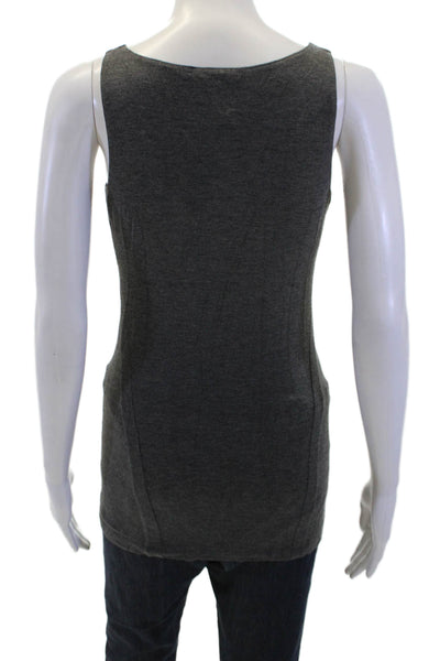 Donna Karan Womens Casual Round Neck Long Basic Tank Top Gray Size S