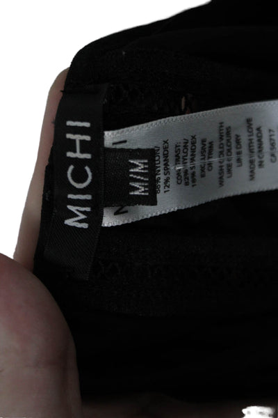 Michi Womens Mesh Detail Long Sleeve Thumb Hole Cuff Top Black Size M