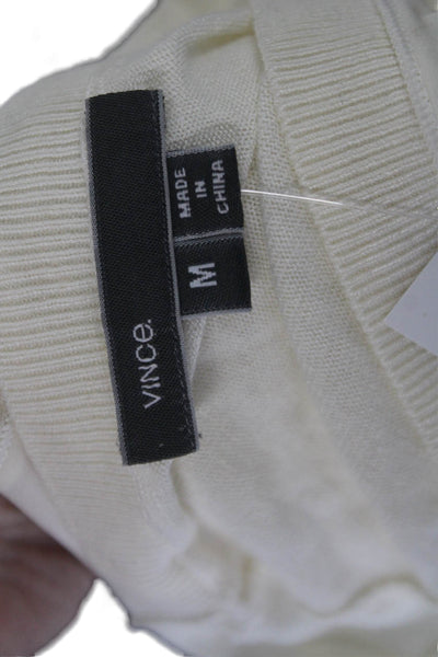 Vince Womens Silk Crew Neck Long Sleeve Sheer Blouse White Size M
