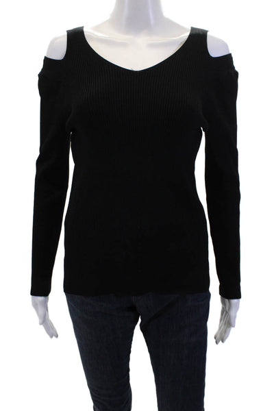 Rag & Bone Womens V-Neck Cut Out Detail Long Sleeve Top Black Size M