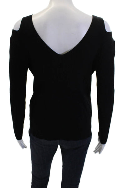 Rag & Bone Womens V-Neck Cut Out Detail Long Sleeve Top Black Size M