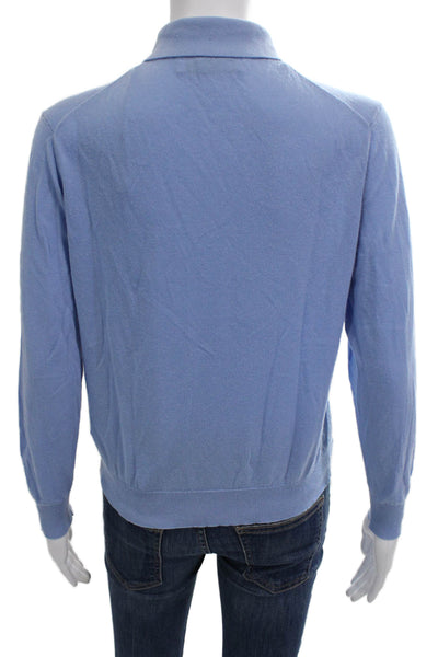 Zara Womens Crew Neck Long Sleeves Sweater Blue Cotton Size Small