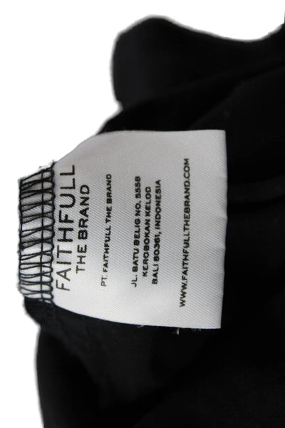 Faithfull The Brand Womens Cotton Ruched Short Sleeve Mini Dress Black Size 8