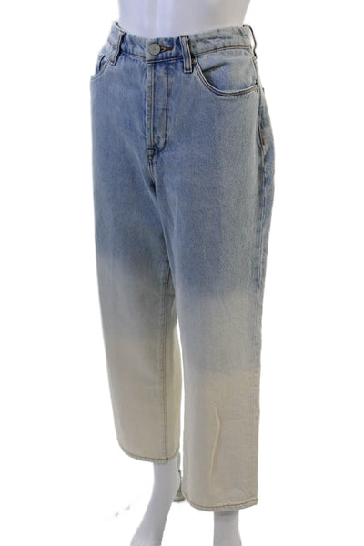 BLANKNYC Women Cropped Wide-Leg Jeans Light Blue High Rise Button Size 27