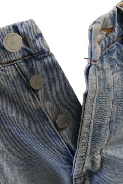 BLANKNYC Women Cropped Wide-Leg Jeans Light Blue High Rise Button Size 27