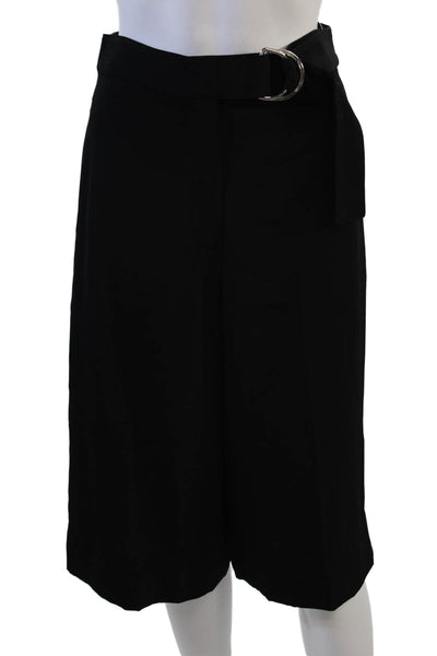 Theory Womens High Waisted Belted Wide Leg Dress Shorts Black Size 2