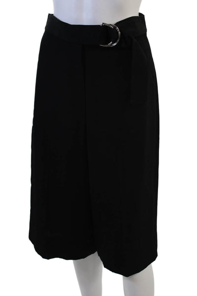 Theory Womens High Waisted Belted Wide Leg Dress Shorts Black Size 2