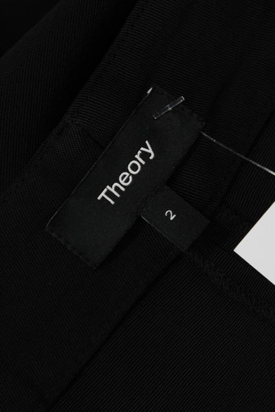 Theory Womens High Waisted Belted Wide Leg Dress Shorts Black Size 2