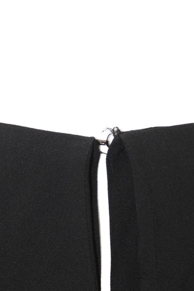 Nellie Partow Womens Leather Contrast Trim Long Sleeves Blouse Black Size Small