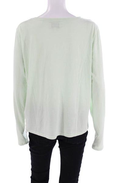 Revel Womens Supima Cotton V-Neck Long Sleeve T-Shirt Top Green Size L