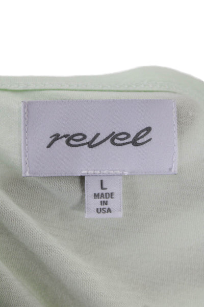 Revel Womens Supima Cotton V-Neck Long Sleeve T-Shirt Top Green Size L