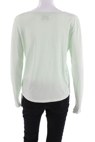 Revel Womens Supima Cotton V-Neck Long Sleeve T-Shirt Top Green Size S