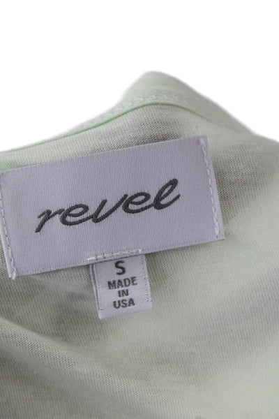 Revel Womens Supima Cotton V-Neck Long Sleeve T-Shirt Top Green Size S