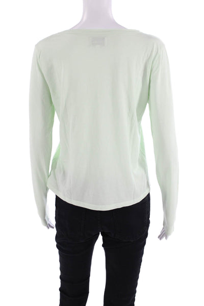 Revel Womens Supima Cotton V-Neck Long Sleeve T-Shirt Top Green Size XS