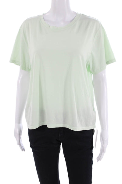 Revel Womens Supima Cotton Solid Short Sleeve T-Shirt Top Green Size L