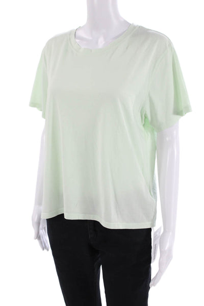 Revel Womens Supima Cotton Solid Short Sleeve T-Shirt Top Green Size L