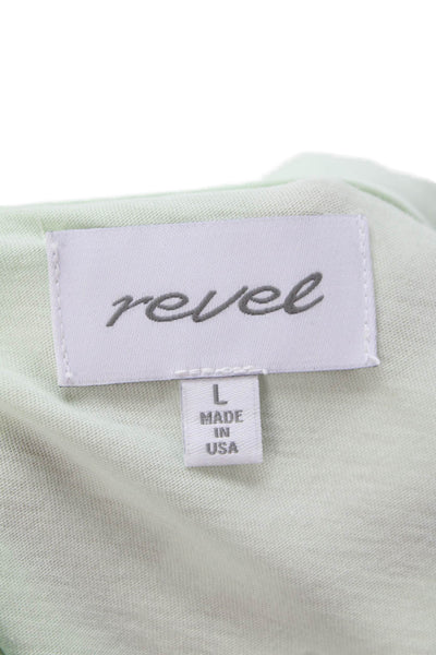 Revel Womens Supima Cotton Solid Short Sleeve T-Shirt Top Green Size L