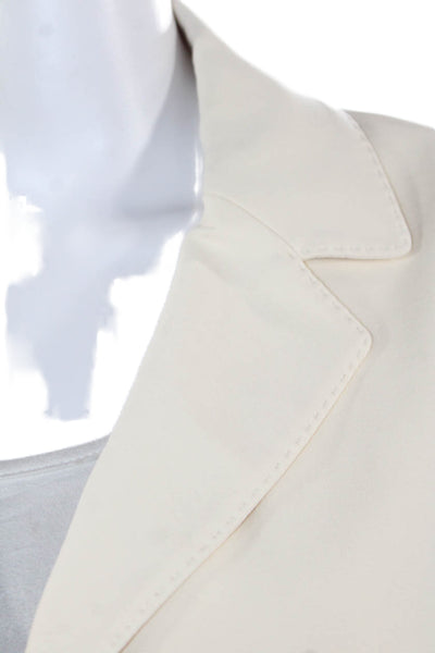 Circolo Womens Cotton Notch Collar Button Up Blazer Jacket Cream Size 46