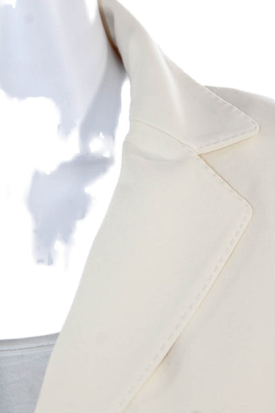 Circolo Womens Cotton Notch Collar Button Up Blazer Jacket Cream Size 44