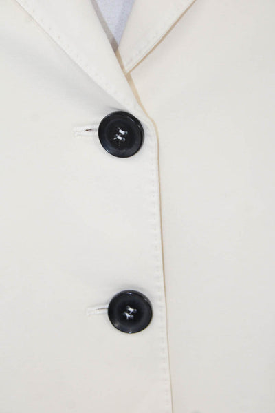 Circolo Womens Cotton Notch Collar Button Up Blazer Jacket Cream Size 44