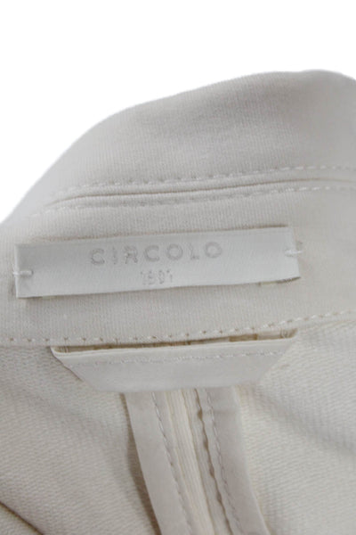 Circolo Womens Cotton Notch Collar Button Up Blazer Jacket Cream Size 44