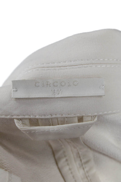 Circolo  Womens Cotton Notch Collar Button Up Blazer Jacket Cream Size 48