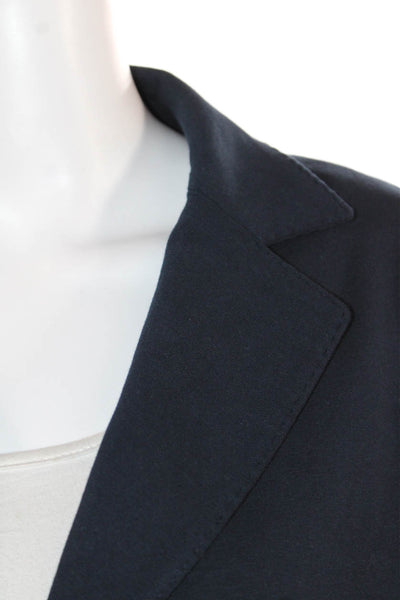 Circolo  Womens Cotton Notch Collar Button Up Blazer Jacket Navy Size 48